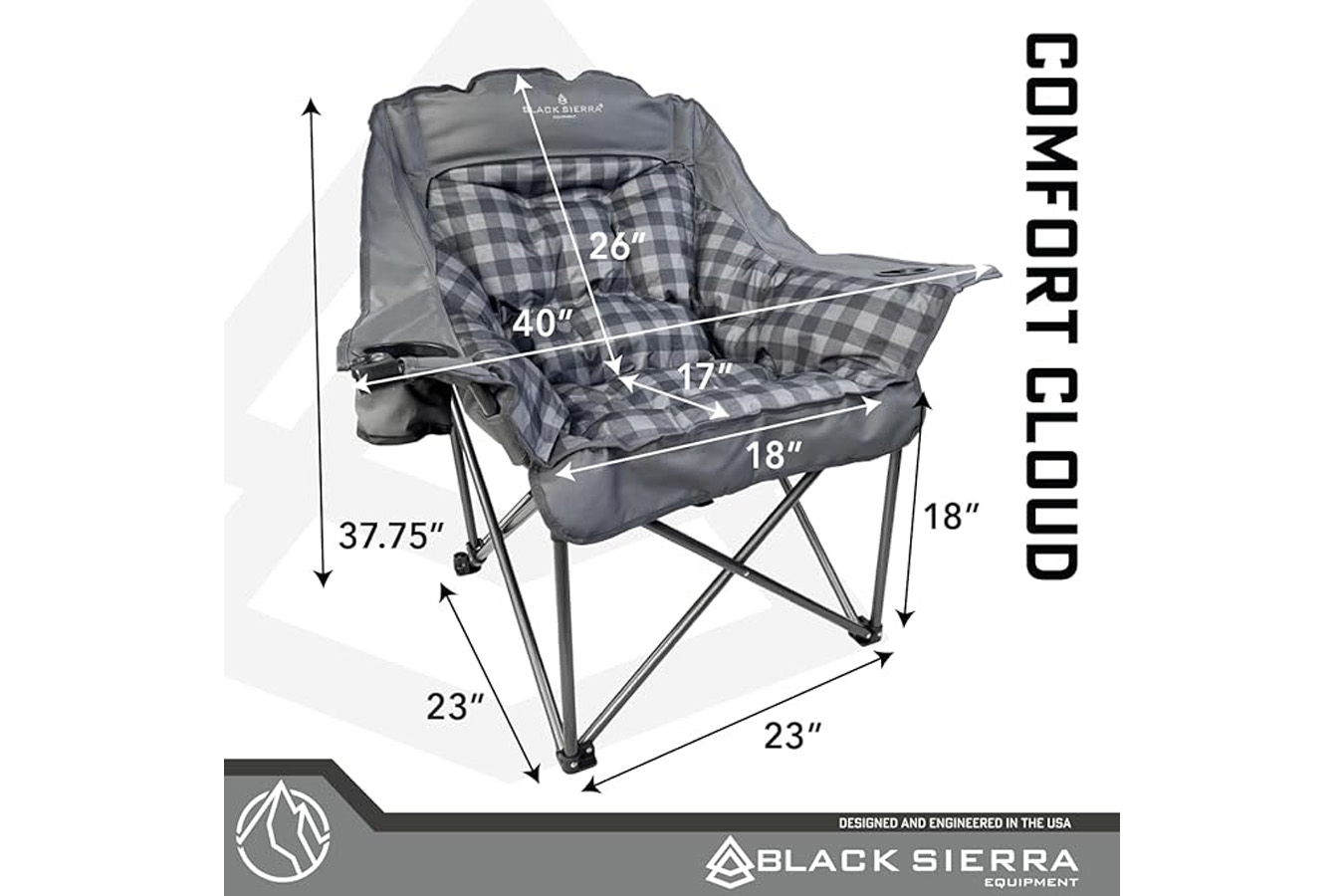 BLACK SIERRA EQUIPMENT Comfort Cloud Chair - Buffalo Check Black/Grey